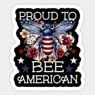 PROUD TO BEE AMERICAN FLORAL PATRIOTIC BEE VINTAGE STYLE Sticker